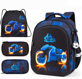 Рюкзак ортопедичний з пеналом та мішком 3 в 1 для хлопчика School Standard 38х30х18 см для молодших класів (Full 150-43)